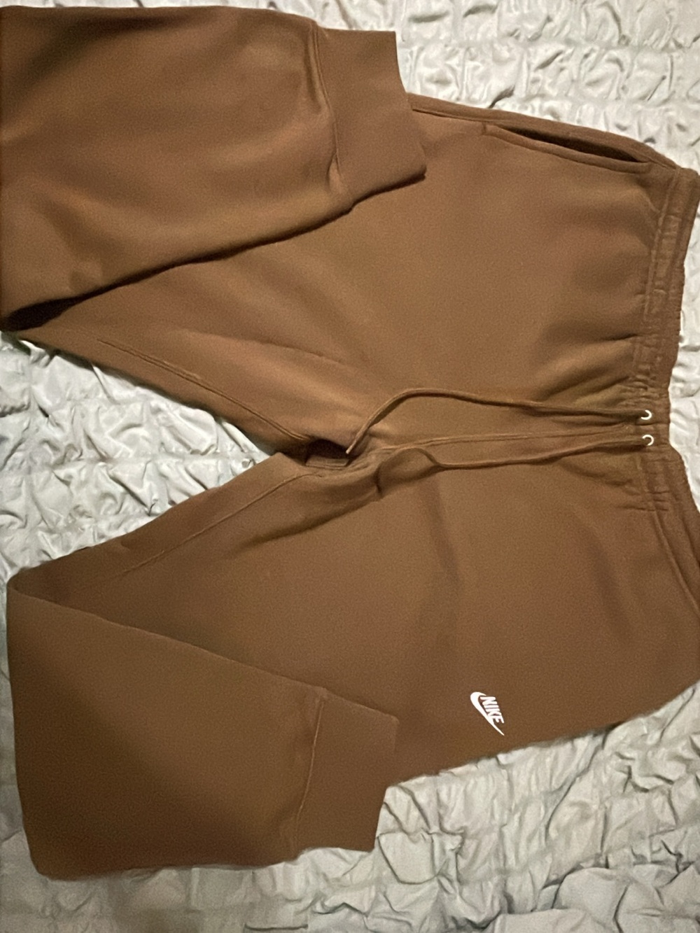 Nike Men's Brown Cropped Fleece Joggers with Logo